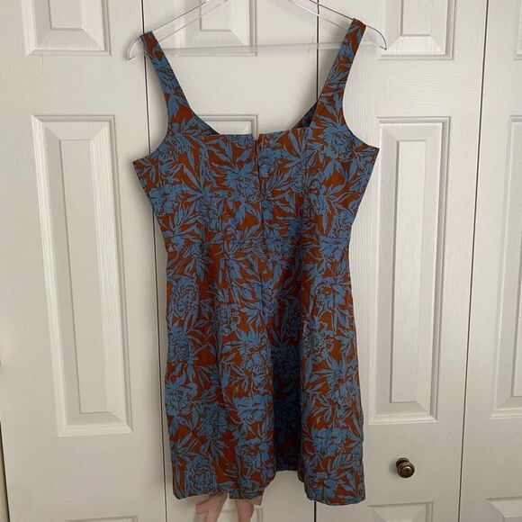 Madewell Sweetheart Mini Dress in Floral 100% Linen Blue Isle Size 4 NWT - Picture 7 of 9